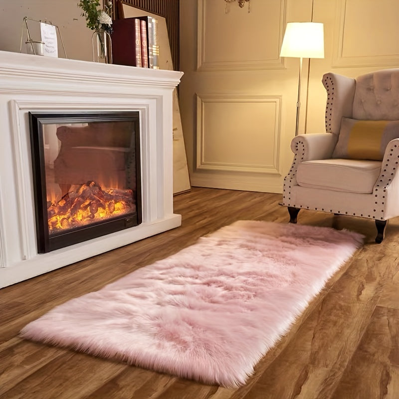 Soft Fluffy Long Plush Bedroom Rug Artificial Fur Washable Living Room and Bedside Decor