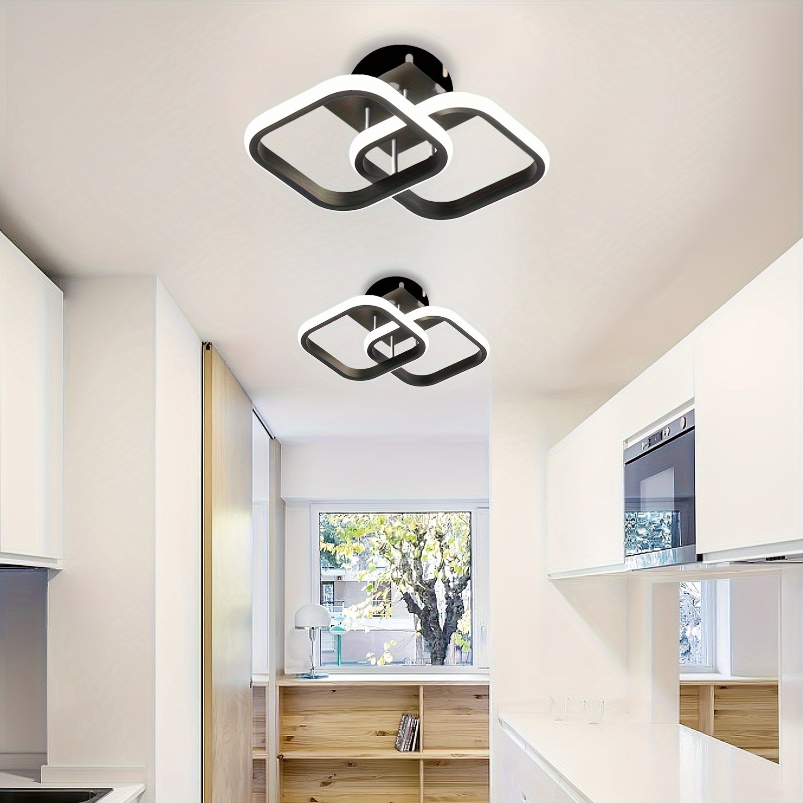 Square LED Ceiling Light with Polished Metal and Silicone Shade for Living Rooms and Corridors