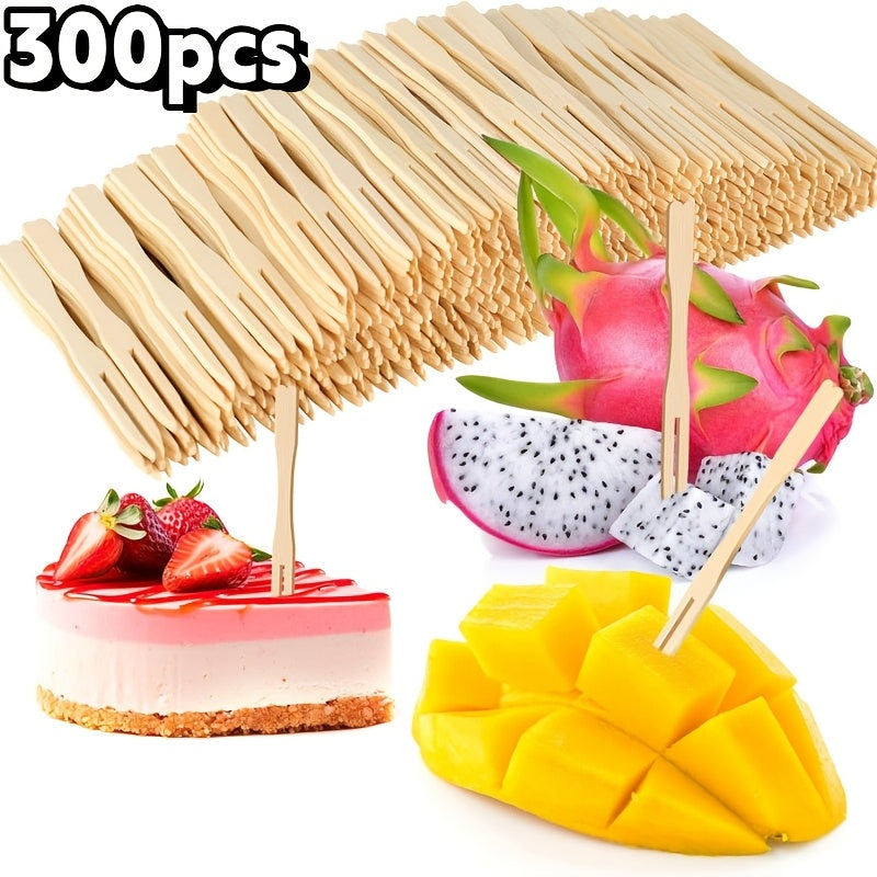 Set of 50/80/160/300 Mini Bamboo Forks Wooden Appetizer Picks for Charcuterie Boards and Party Food