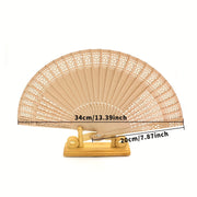 Small Incense Wood Fan with Burmese Agarwood Sunflower Design for Weddings and Room Decor