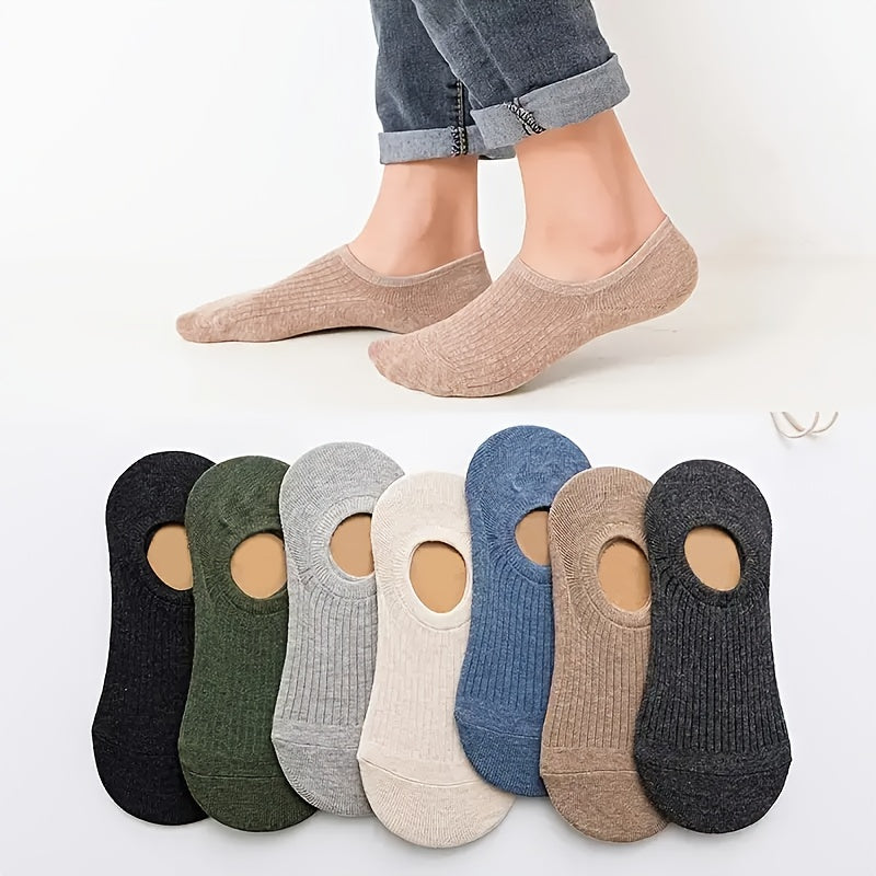 Men's Breathable Non-Slip Boat Socks Set of 5 with Odor-Resistant Knit Fabric