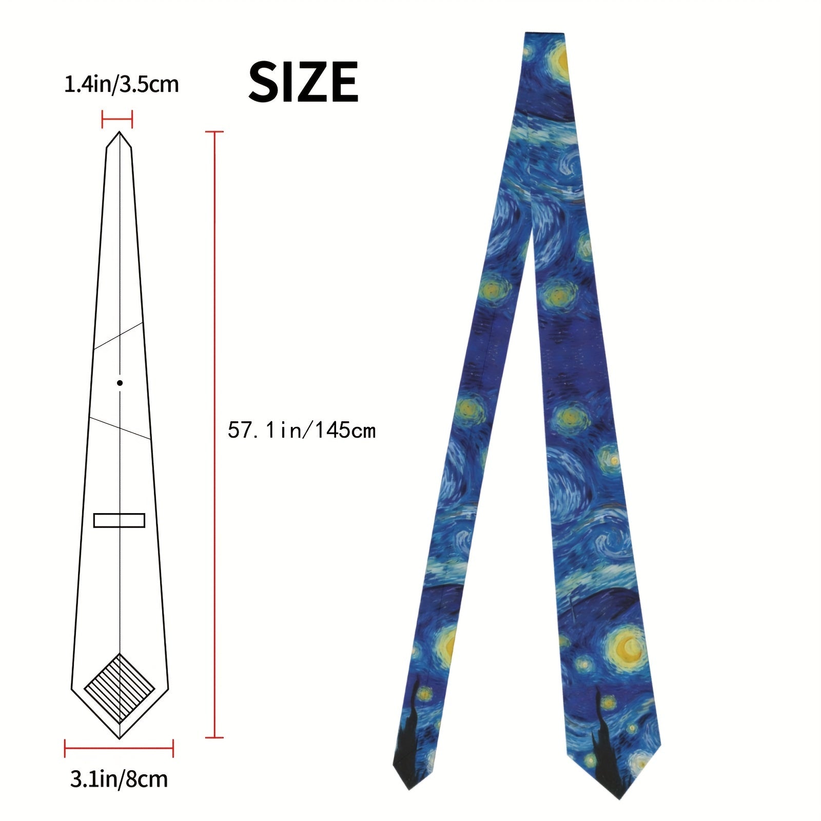 Men's Starry Night Oil Painting Tie Polyester Business Dress Tie