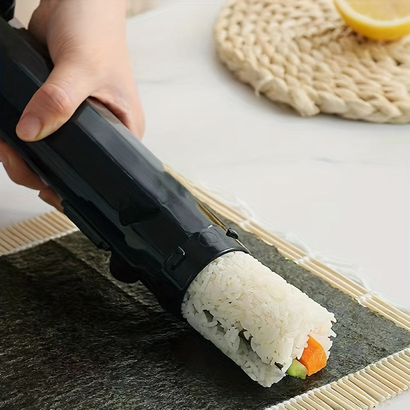DIY sushi tayyorlash uchun asboblar, shu jumladan dumaloq quvurli sushi qolipi.