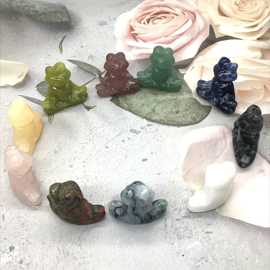 Natural Crystal Yoga Frog Figurine 40mm Hand-Carved Home Office Decor Gift