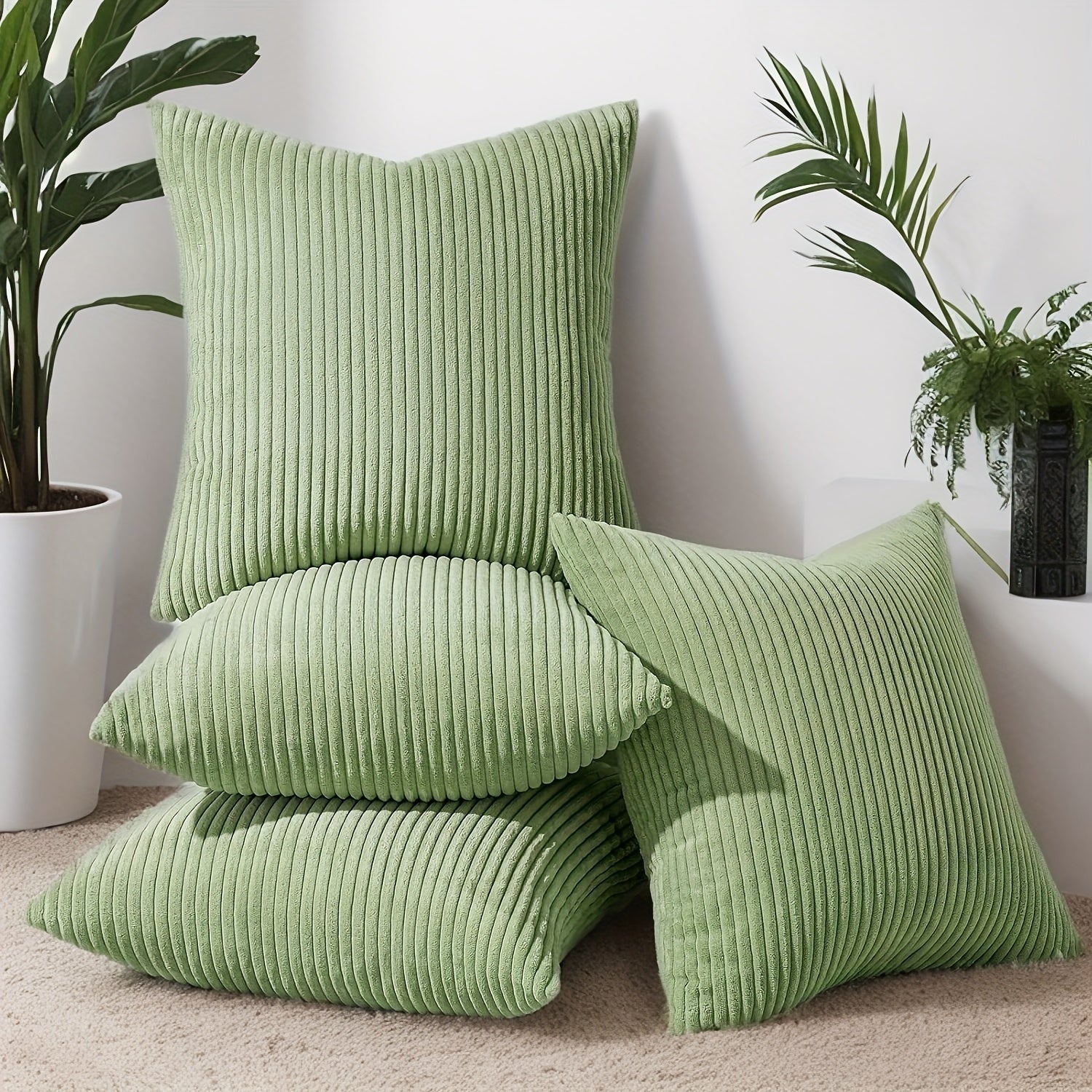 4 наволочки для подушек из ультрамягкого вельвета с полосатым дизайном в стиле бохо, с застежкой на молнии - можно стирать в машине для декора дивана, кровати, гостиной и автомобиля.