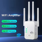Расширитель диапазона WiFi 2.4 ГГц с 4 антеннами, маршрутизатор двойного режима, европейская вилка, усилитель сигнала высокой скорости