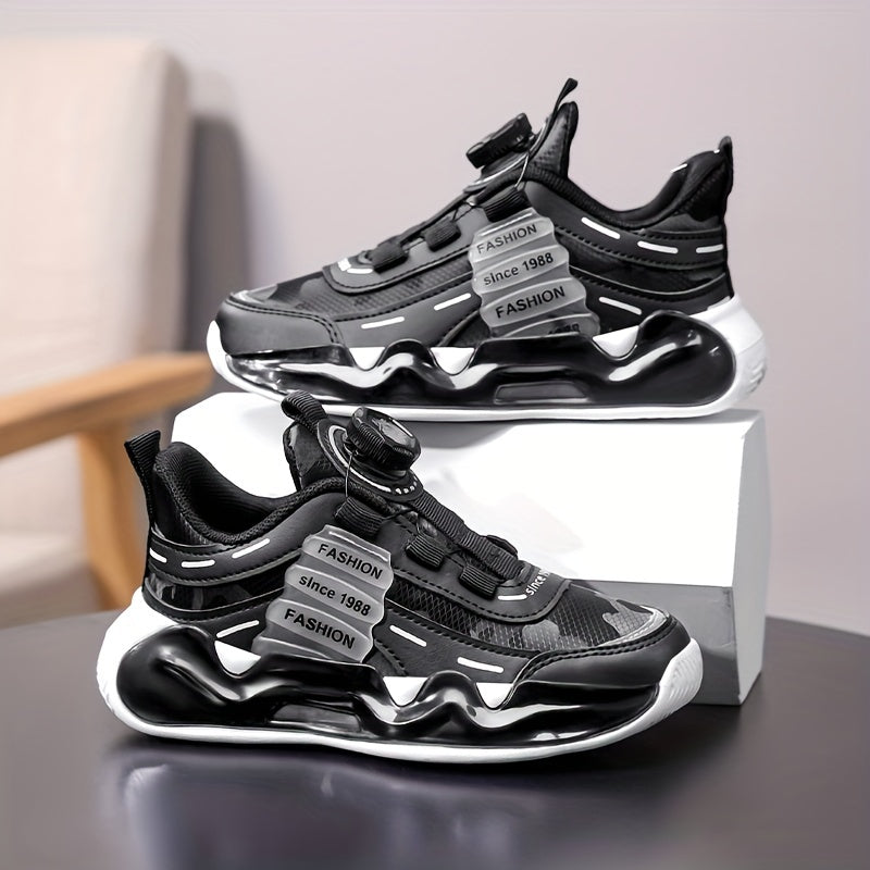 Zapatillas de rayas para niños con hebilla giratoria, forro transpirable, suela antideslizante de EVA