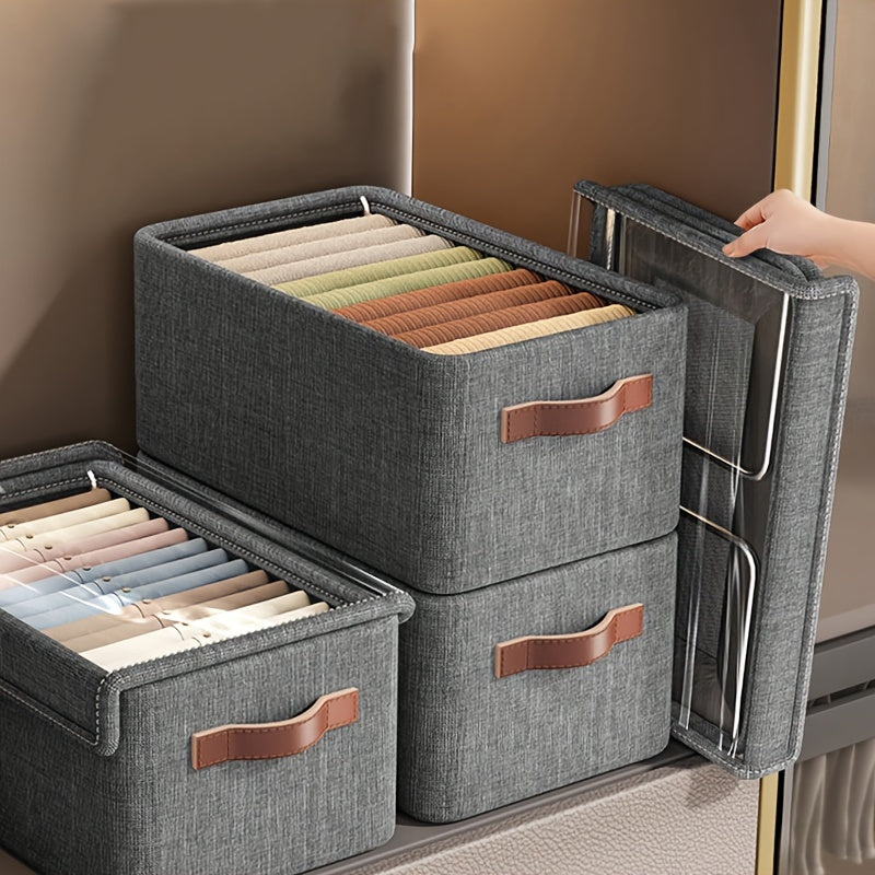 Просторная коробка для хранения одежды с крышкой на петлях - прочный полиэстер, простой незавершенный стиль для организации детской и спальни