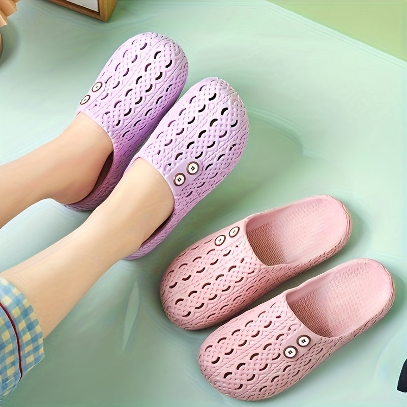 Women's Summer Breathable Anti-slip Hollow Slides for Home and Outdoor