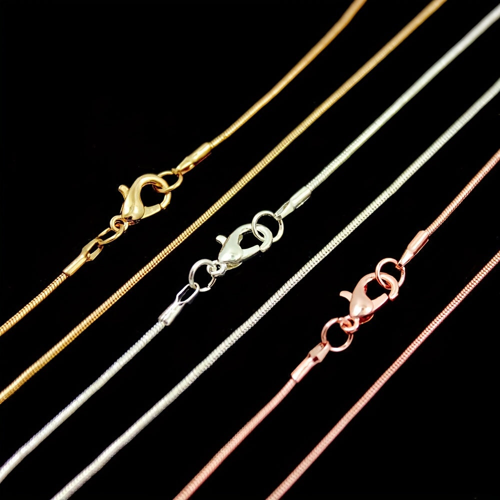 10 Pieces of Snake Chain Jewelry Sets in Rose Gold Gold and Rhodium Plating 16-30 Inch for DIY Crafting