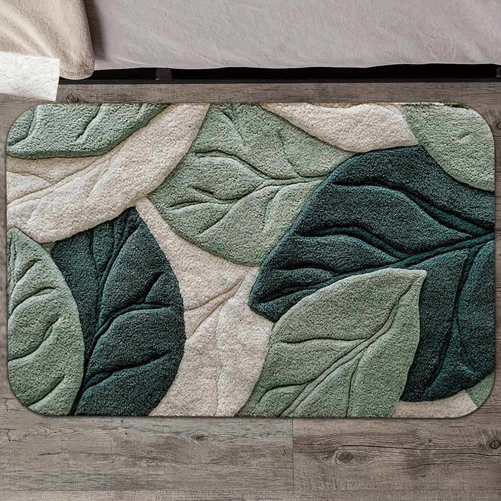 Leaf Pattern Door Mat Non-Slip Quick-Dry Machine Washable for Home Decor