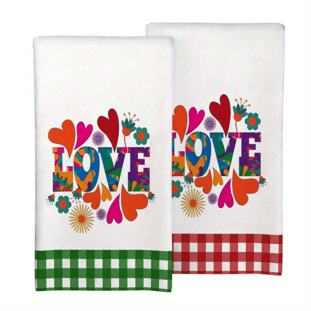 Juego de dos toallas de corazón de San Valentín 45.72x66.04cm toallas suaves y absorbentes set de regalo