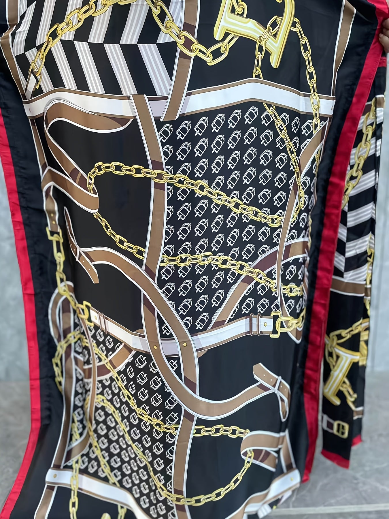 Платье большого размера для женщин с цветочным принтом и длинным кроем с шарфом, черное и белое, летняя вечеринка