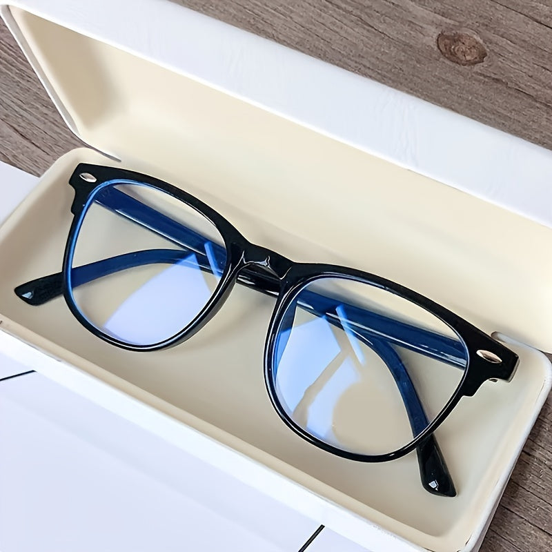 Square Blue Light Blocking Glasses with Black Frame and Blue Tinted Arms