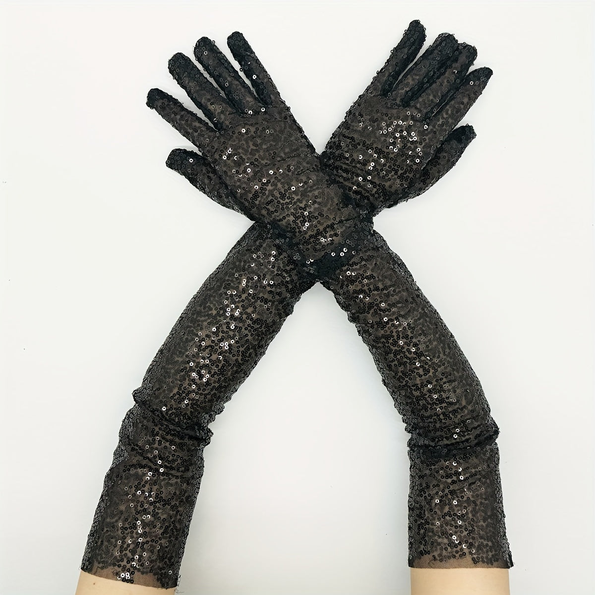 Women's Sequin Gloves Polyester Mesh for Evening Parties and Cocktail Events