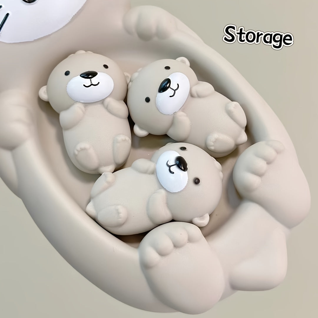 Kids Bath Toys Set with Silicone Otter and Seal Water Toys Musical Pinch Stacking Floating