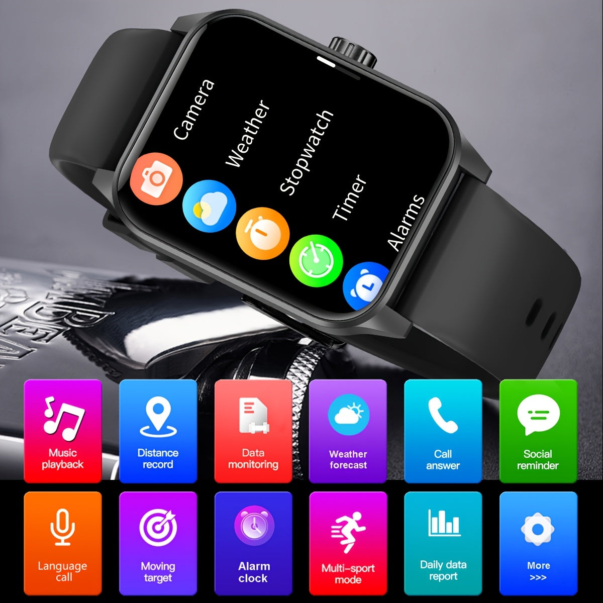 Men's Smartwatch 4.7cm HD Touch Screen Waterproof Pedometer Message Call Compatibility