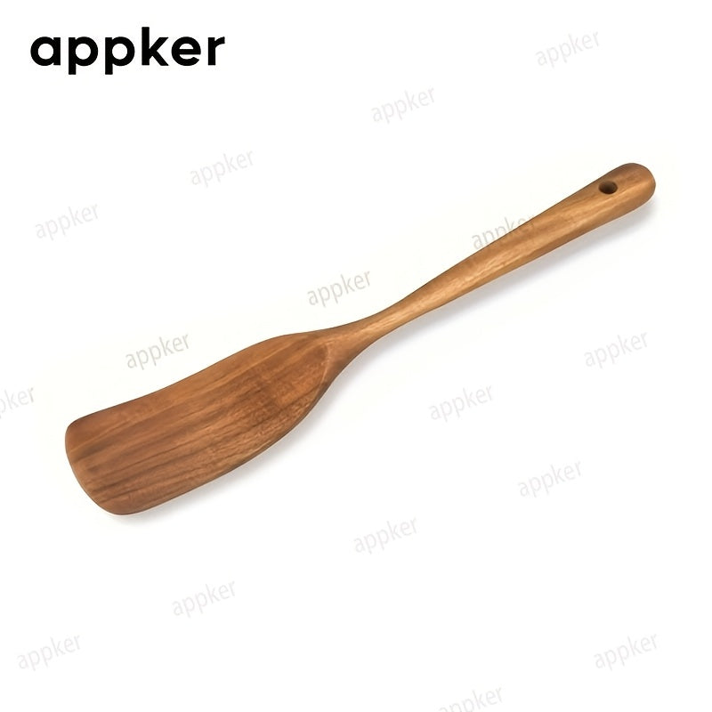 Juego de espátulas de madera de acacia, utensilios de cocina antiadherentes para cocinar y voltear