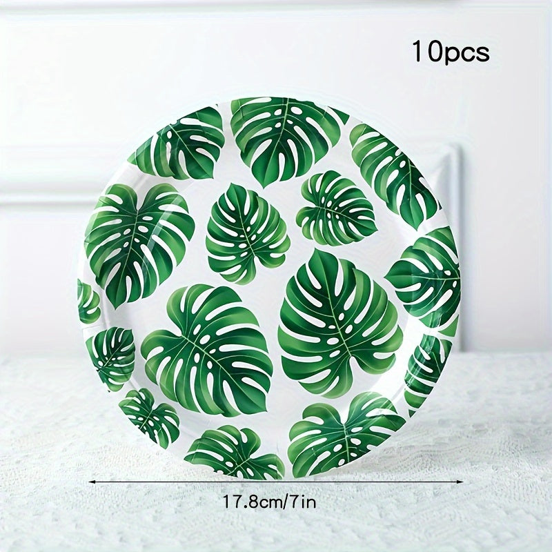 Set of 10 Colorful Animal and Plant Pattern Paper Plates 7 Inch for Parties and Picnics