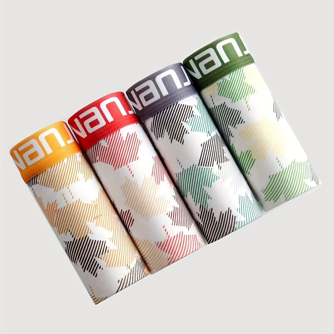 Men's Cotton Boxer Briefs 4 Pack High Stretch Random Print Comfortable Underwear