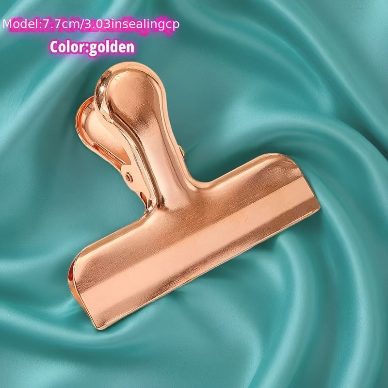 7.7cm Gold Food Bag Sealer Clip and Document Holder Clip Multipurpose Organizer