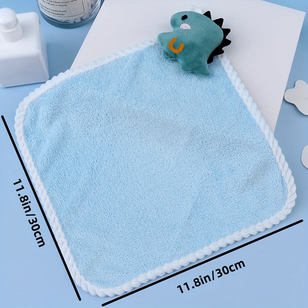 Cartoon Hand Towels Ultra-Soft Coral Fleece Absorbent Quick-Drying for Kids and Bathroom