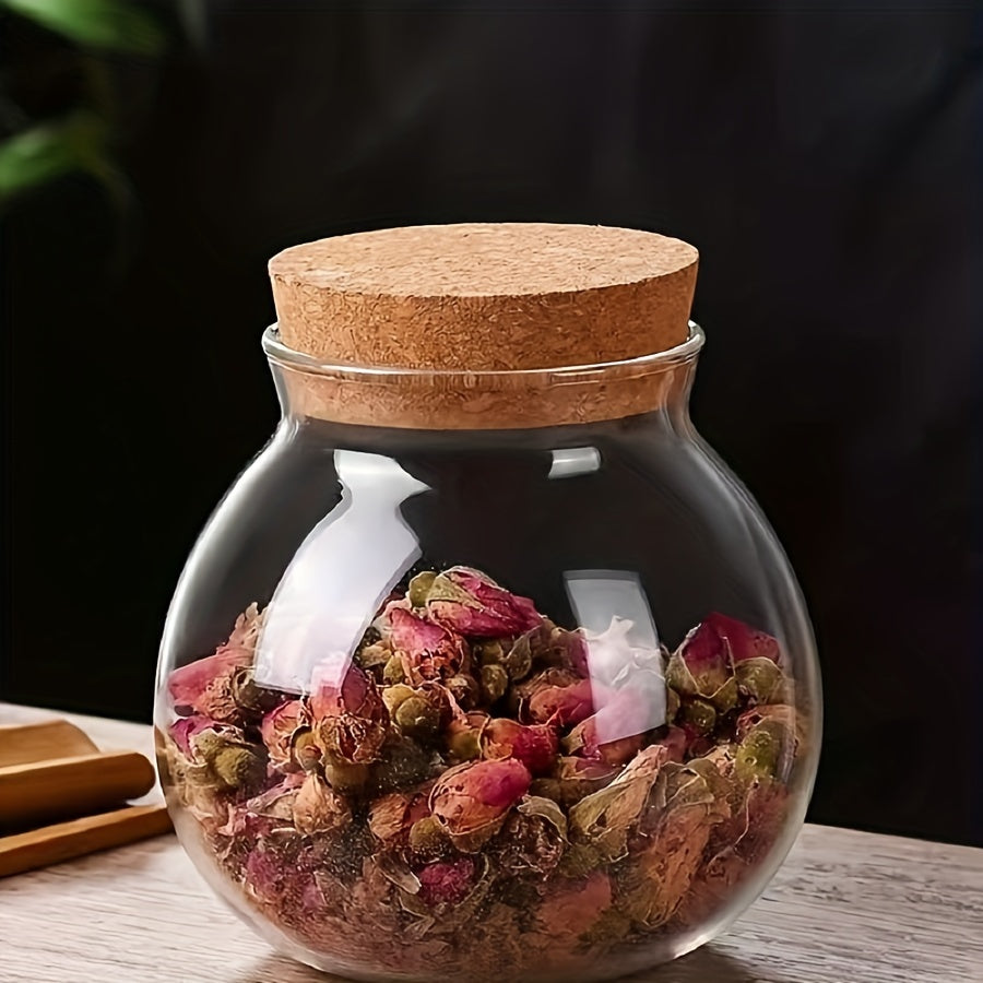 Glass Storage Jar 16.9oz with Cork Lid BPA-Free Heat-Resistant Canister