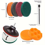 37-Piece Drill Brush Set for Cleaning Bathrooms Kitchens Cars Glass Portable Plastic