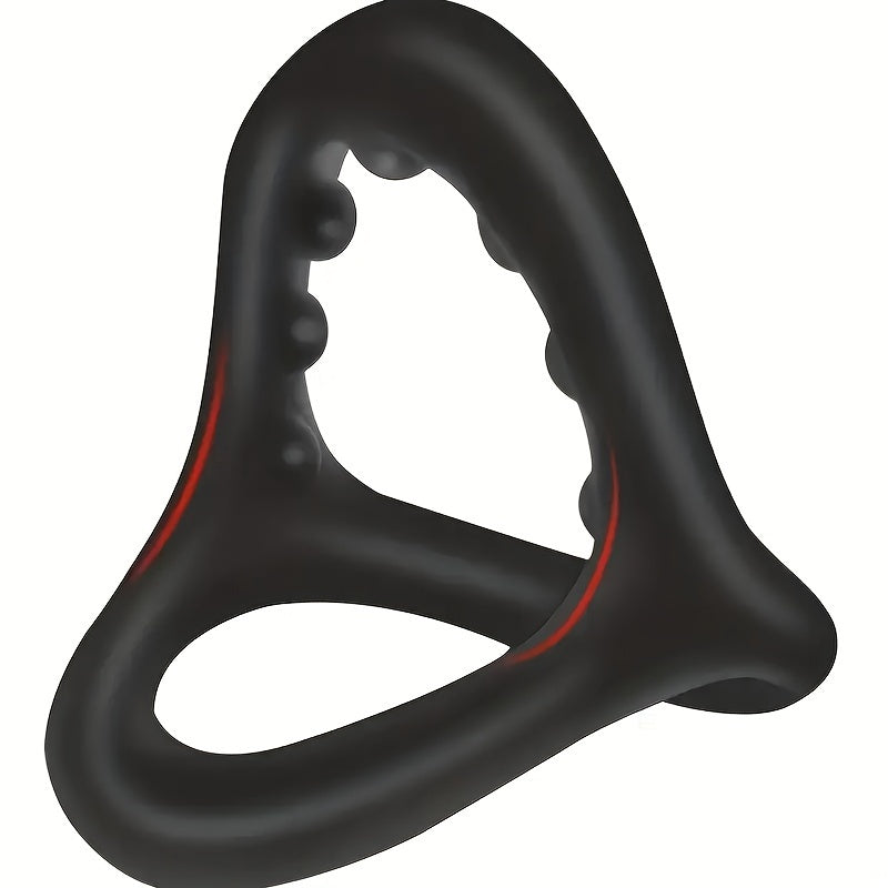 Men Silicone Cock Ring 3-in-1 Ultra Soft Triangular with Massage Beads