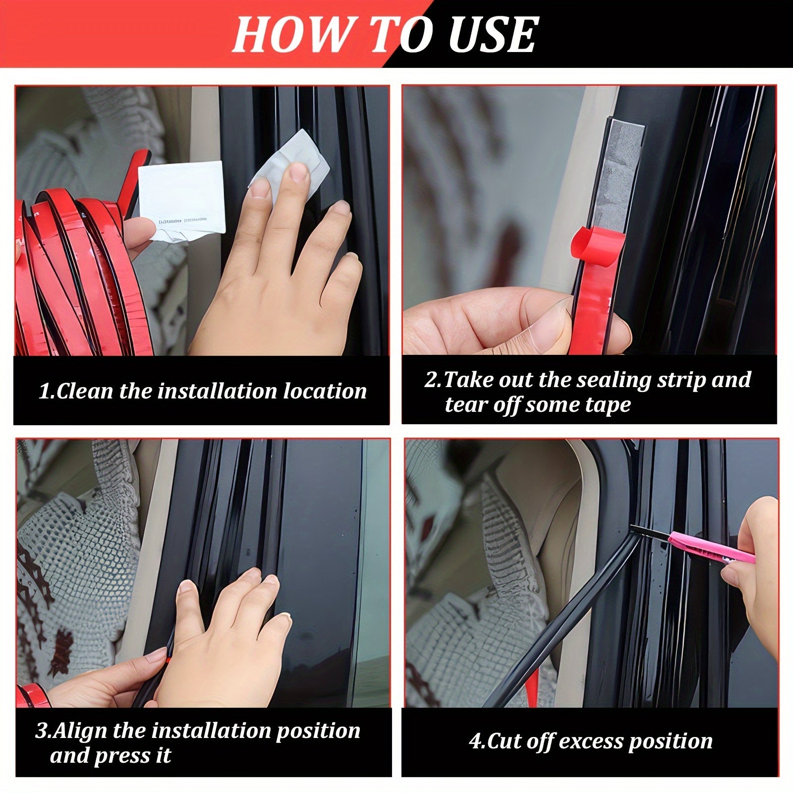 Car Noise Insulation Seal Strip 10m Weatherproof Rubber Door Window Filler
