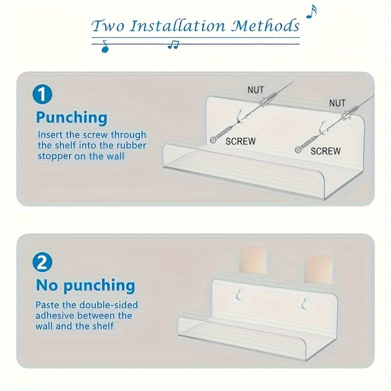 Wall-Mounted Acrylic Record Display Stand with Hooks for CDs and Vinyls