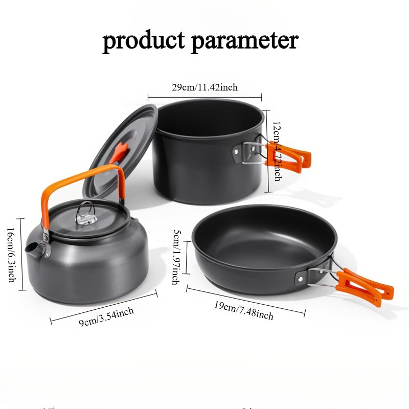 Lightweight Aluminum Camping Cookware Set Non-Stick Frying Pan Pot Kettle for Outdoors