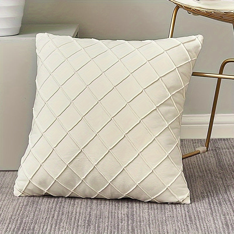 Argyle Polyester Velvet Throw Pillow Cover for Sofa Couch Living Room Decor