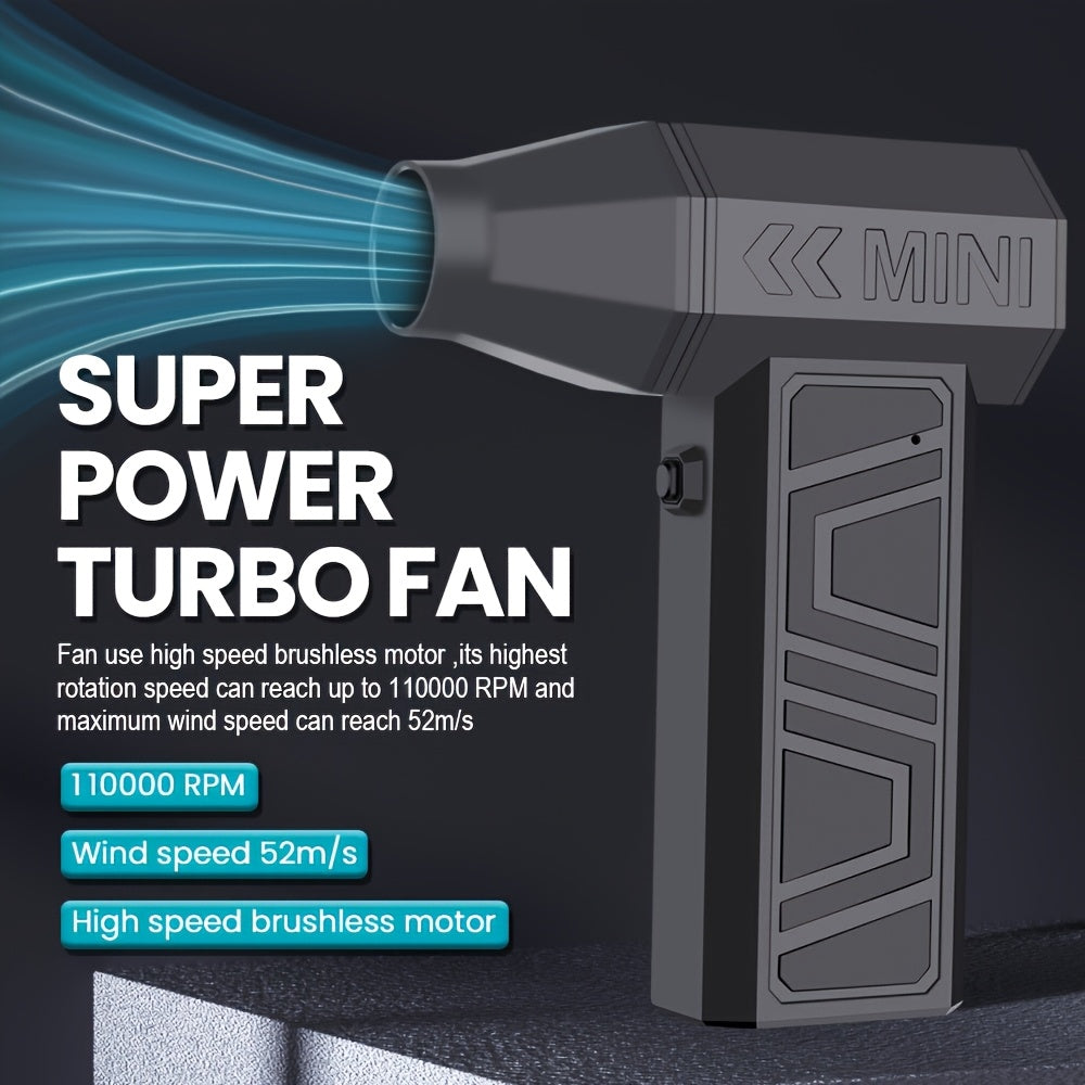Portable Handheld Fan with High-Speed Turbine 110000 RPM Rechargeable Lithium Battery for Outdoor Activities and Cleaning