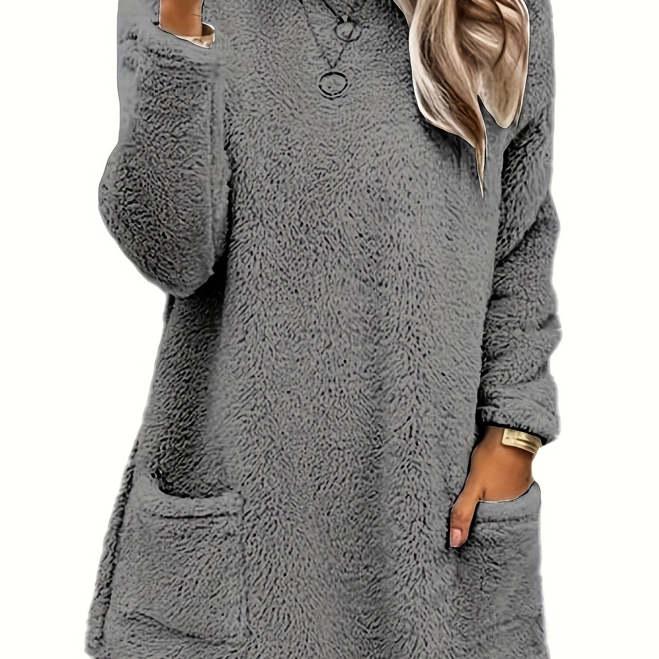 Толстовка женская большого размера из мягкого флиса с длинными рукавами, круглый вырез, пуловер