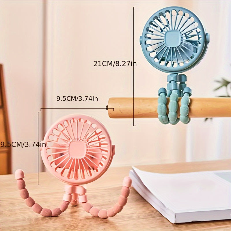 Portable Octopus Fan with Flexible Tripod USB Rechargeable Handheld Electric Fan for Travel Outdoor Use