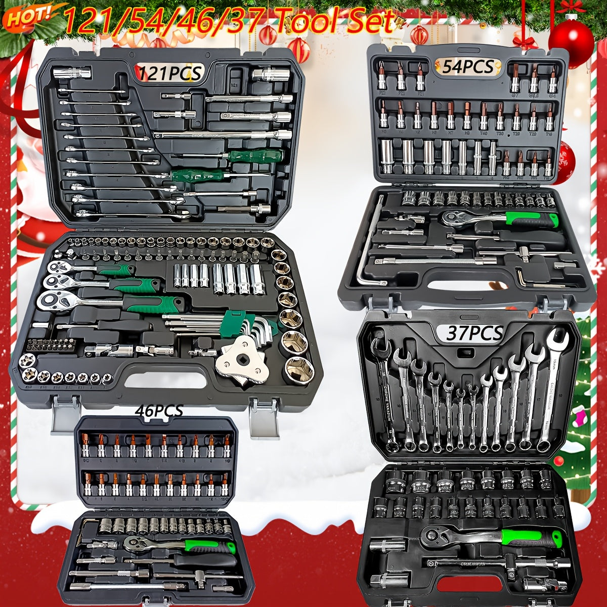 121-Piece Socket Wrench Set with 72-Tooth Ratchet and Tools for Vehicle Maintenance