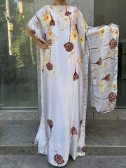 Платье для женщин больших размеров с цветочным принтом и длинным кроем, легкий полиэстер, повседневное летнее платье