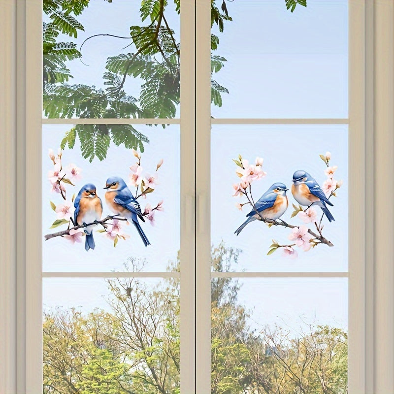 Bird and Flower Window Clings Removable Self-Adhesive Home Decor