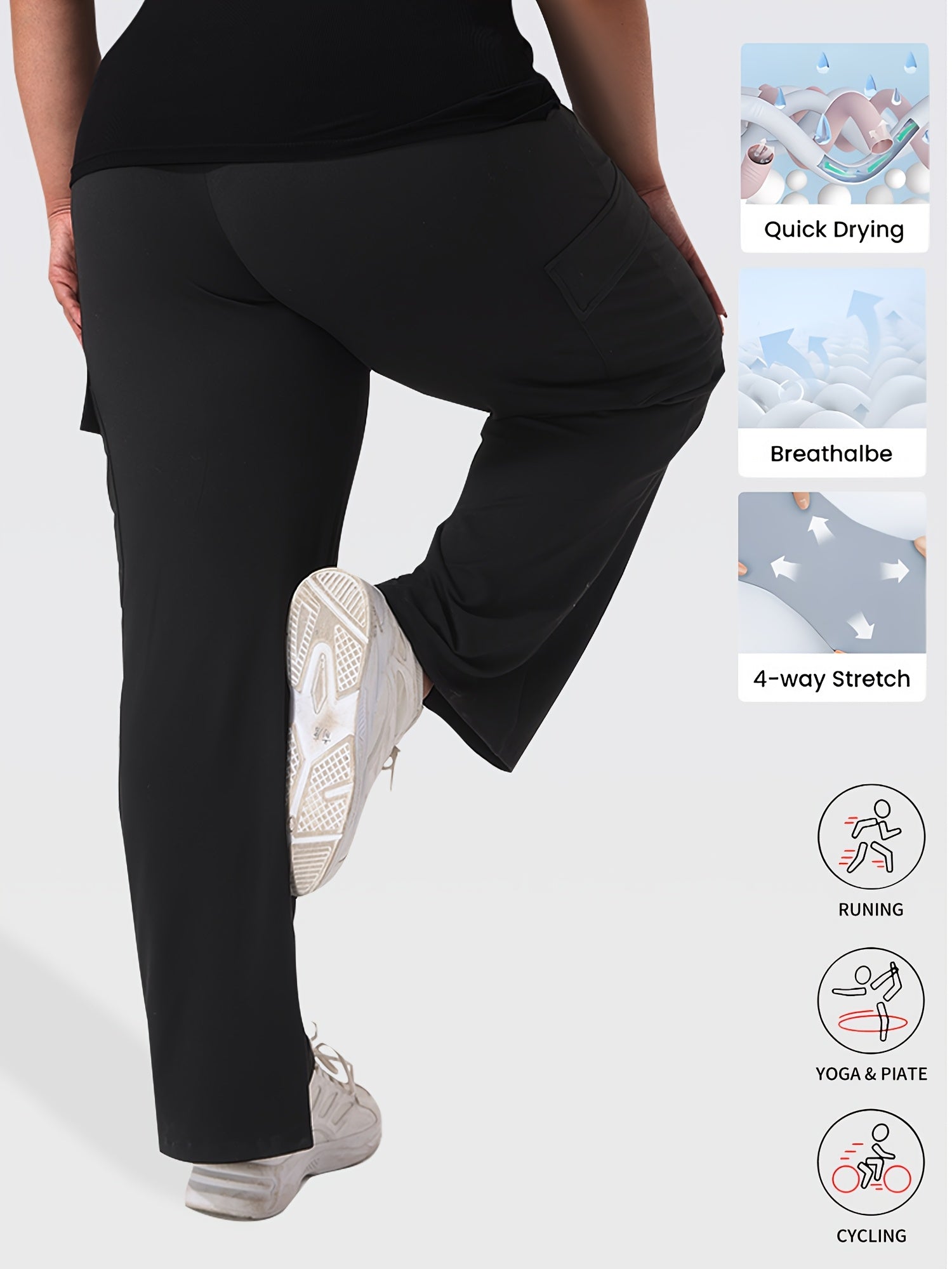 Plus Size High-Waisted Joggers Breathable Stretchy Casual Pants