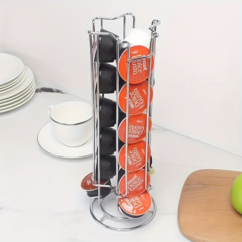 Coffee Capsule Holder Stainless Steel Vertical Storage Rack Multi-Row Space Saver