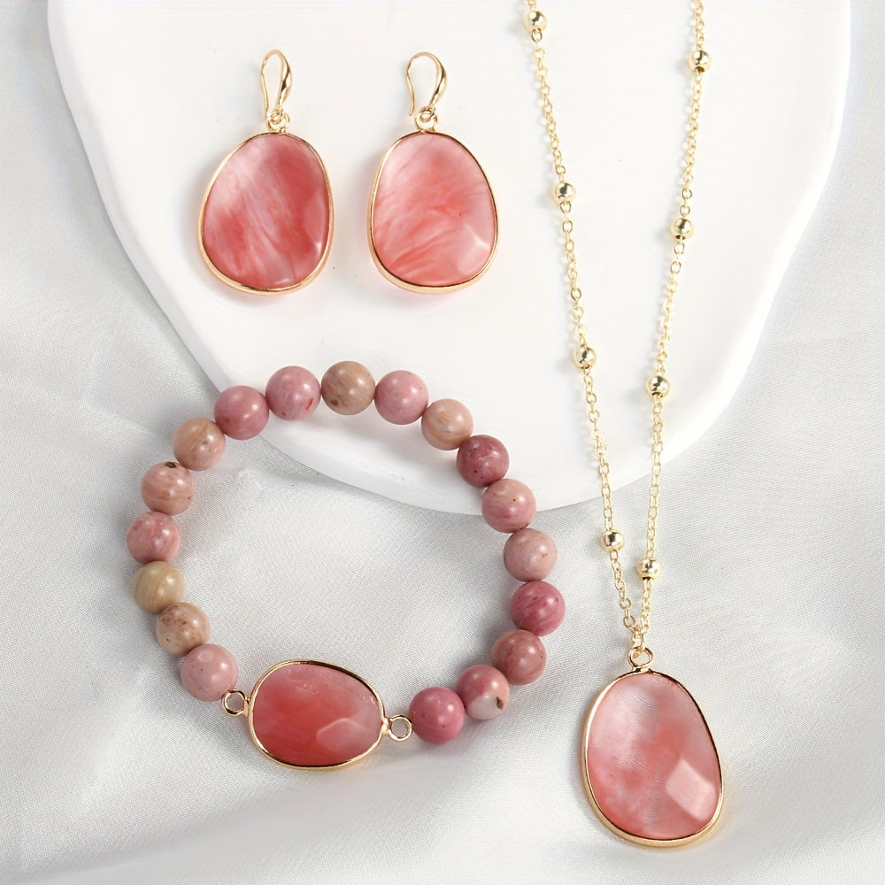 Bahor va yoz zargarlik to'plami: Rang-barang toshlardan yasalgan marjon, bilaguzuk va qisqa chokerdan iborat taqinchoqlar, partiyalar va ta'tillar uchun mukammal.