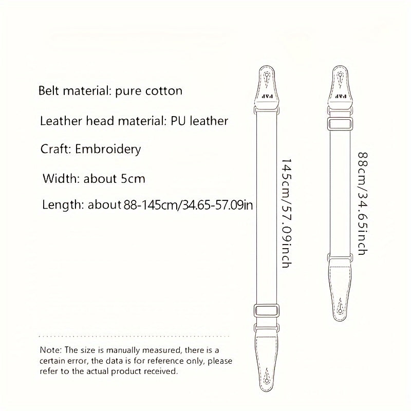 Correa de guitarra de lona con bordado de estilo nacional en rojo, amarillo, azul, verde y rosa