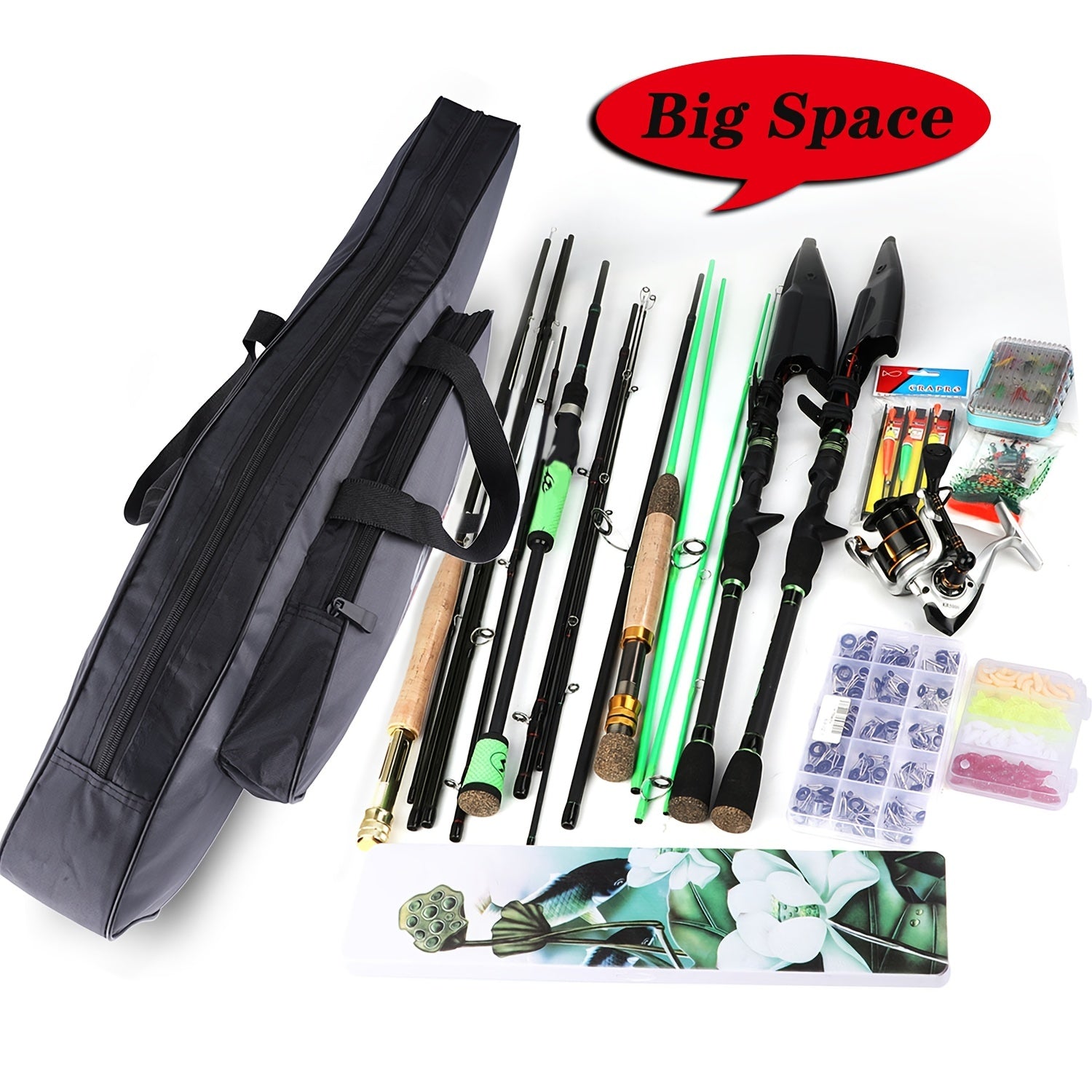 Canvas Fishing Rod Bag Waterproof Large Capacity Dual-Layer Zipper Travel Storage