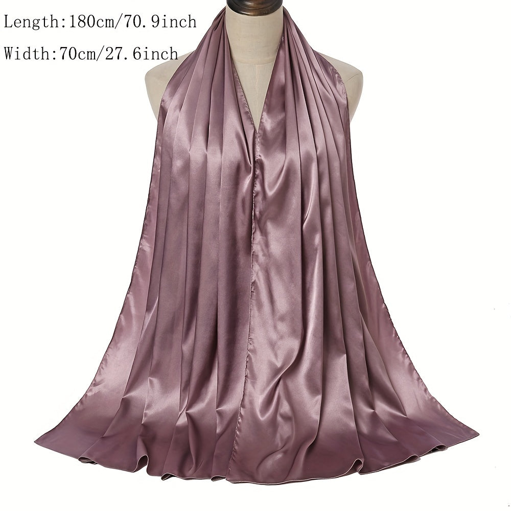 Solid Color Chiffon Shawl and Satin Hijab for Casual Outdoor Sun Protection