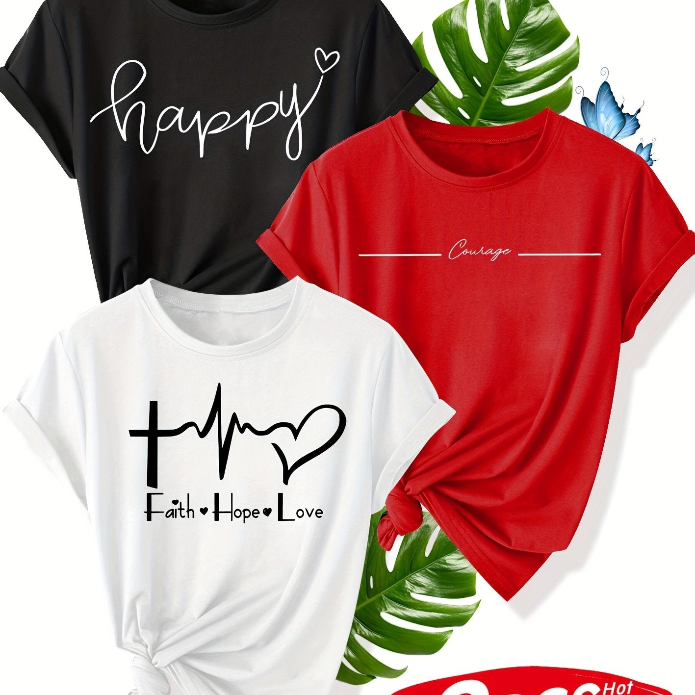 Women’s 3-Pack Cotton Short Sleeve T-Shirts Casual All-Season Comfort