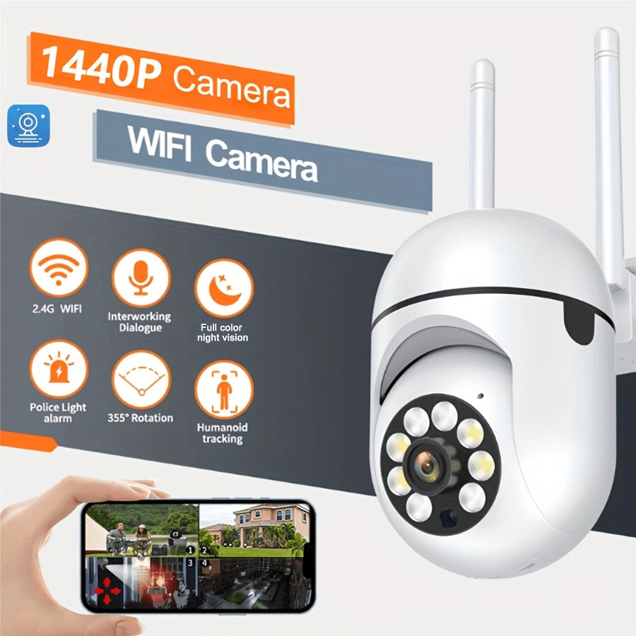 1440P Wi-Fi Indoor Outdoor Security Camera with Pan-Tilt-Zoom Color Night Vision Two-Way Audio Motion Detection