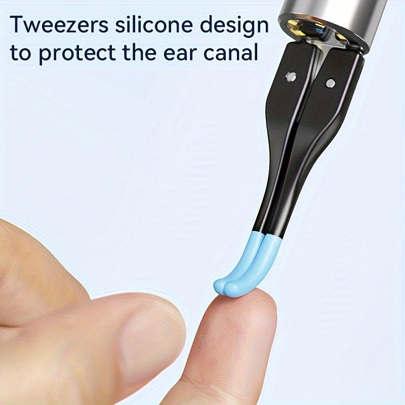3-in-1 Smart Ear Wax Removal Kit with Camera Tweezers Spoon Rechargeable Battery Black White Blue