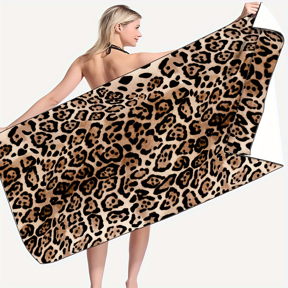 Leopard Print Microfiber Beach Towel Oversized Quick Dry Absorbent for Beach Pool