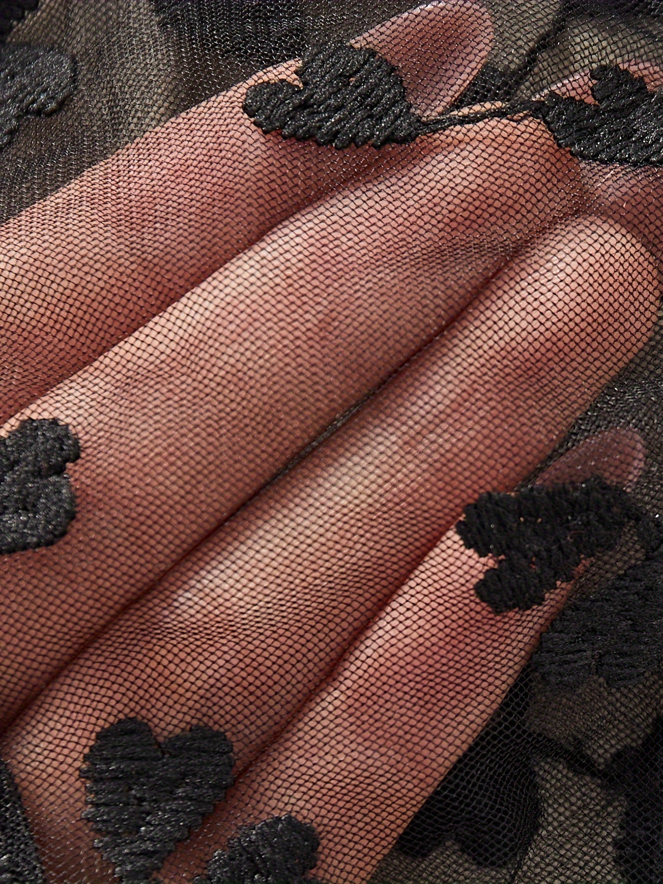 Women's Heart Pattern Lingerie Set with Semi-See-Through Fabric